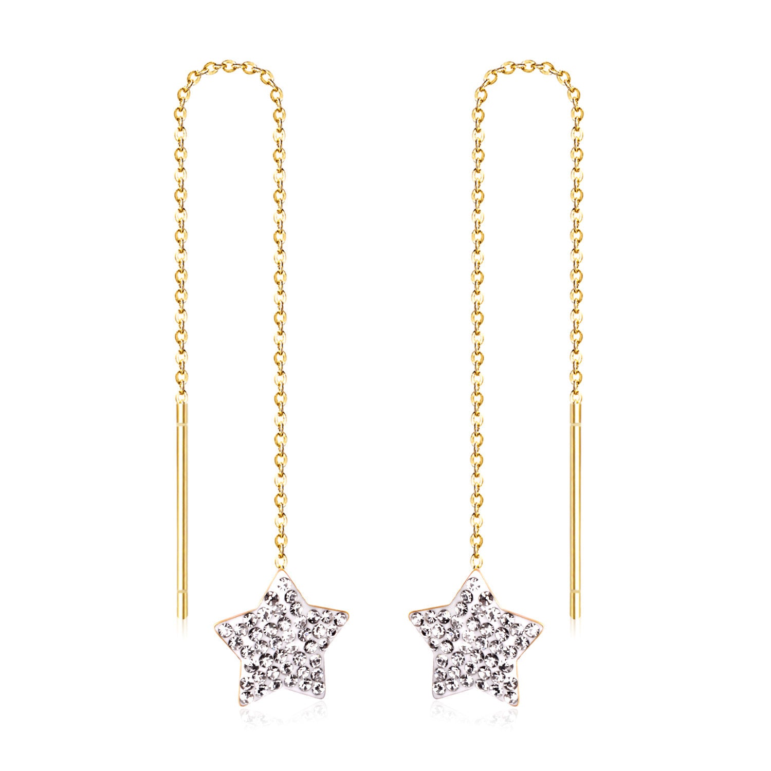 Wholesale Long Stainless Steel Chain Niche Retro Geometric Tassel Earrings